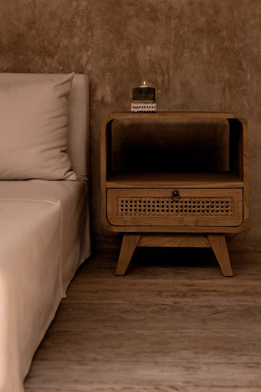 Bambua Breeze comodino in teak e rattan