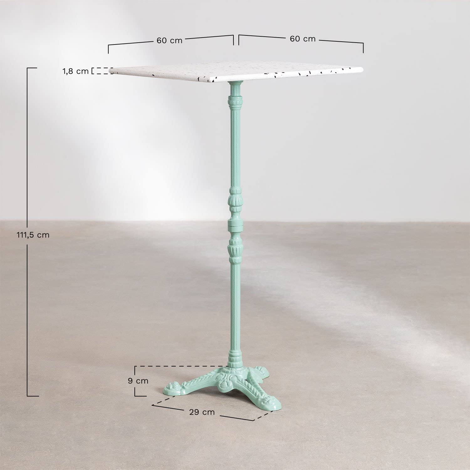 Sklum Volutto tavolo bar quadrato 60x60 grigio terrazzo