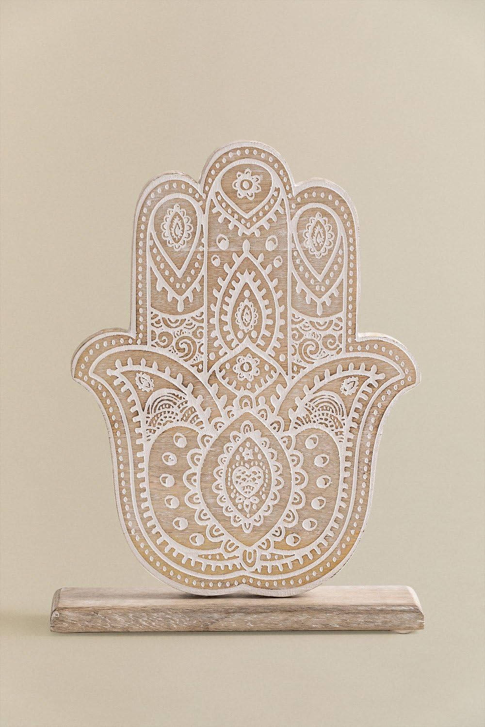 Sklum Biaru Figura Decorativa Legno Mango Bianca