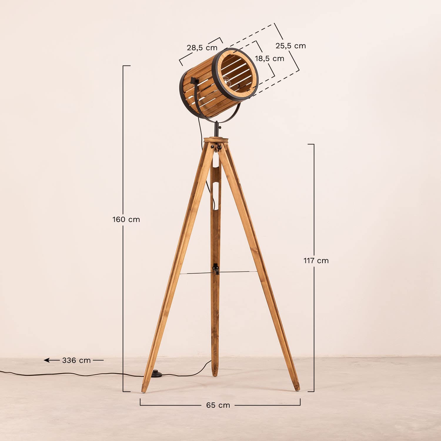 Sklum Bamb lampada da terra treppiede black natural 160 cm