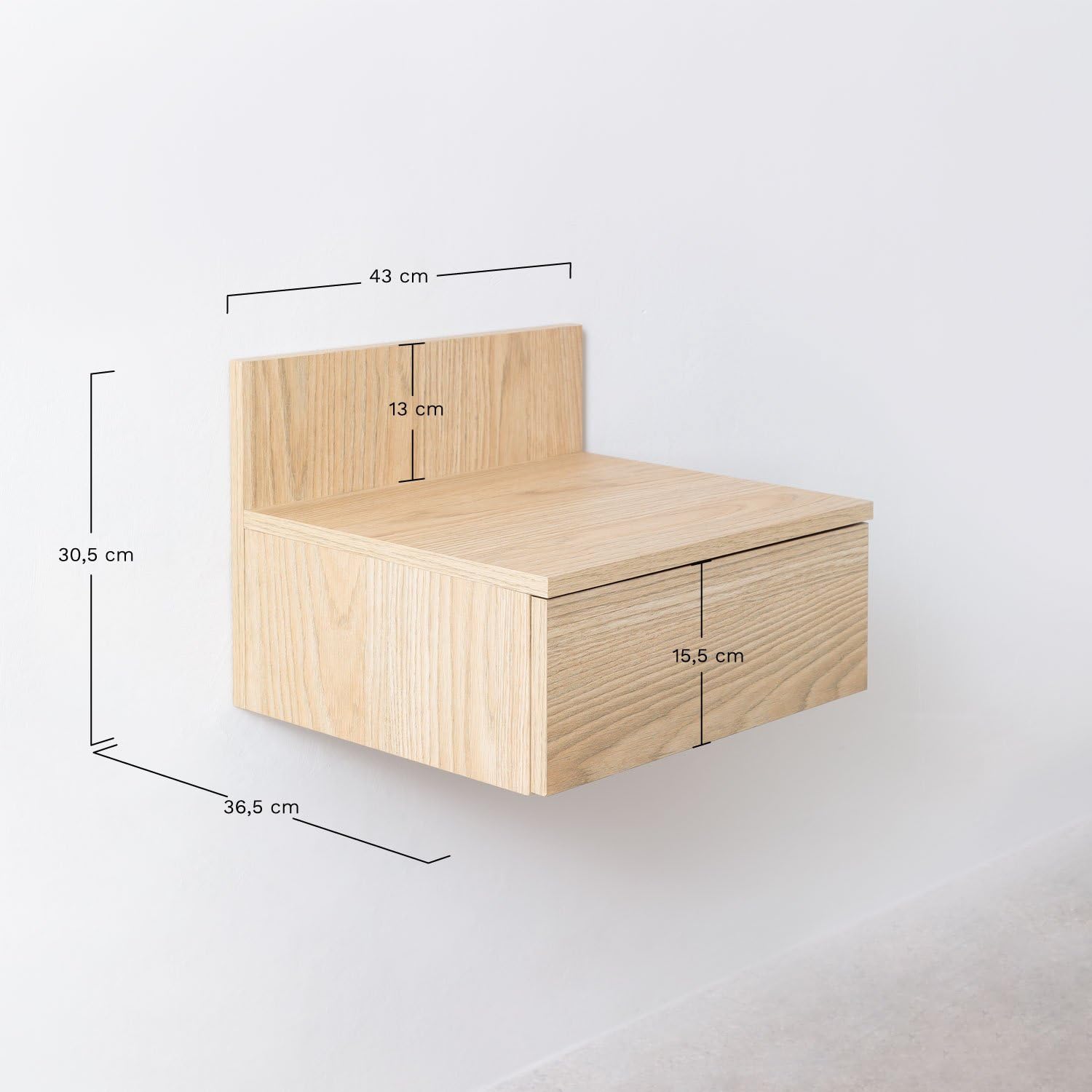 Sklum Caneto comodino sospeso con cassetto rovere 43 cm