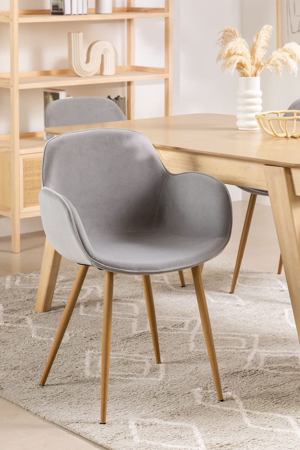 Sklum Fargo sedia da pranzo in velluto grigio chiaro