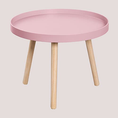 Sklum Sigma tavolino rotondo legno Ø50 rosa nocciola gambe pino