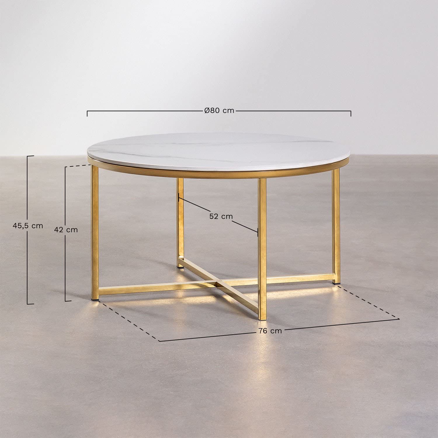 Sklum Azuara Tavolino da Caffè Acciaio Dorato Ø80 cm