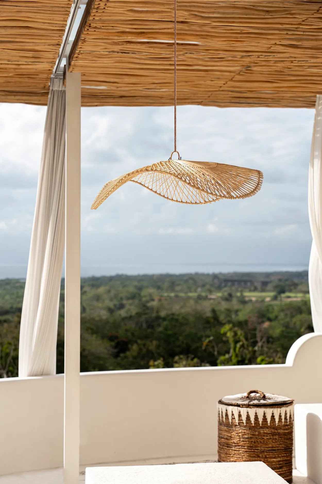 Bambua Chapeau sospensione rattan naturale L