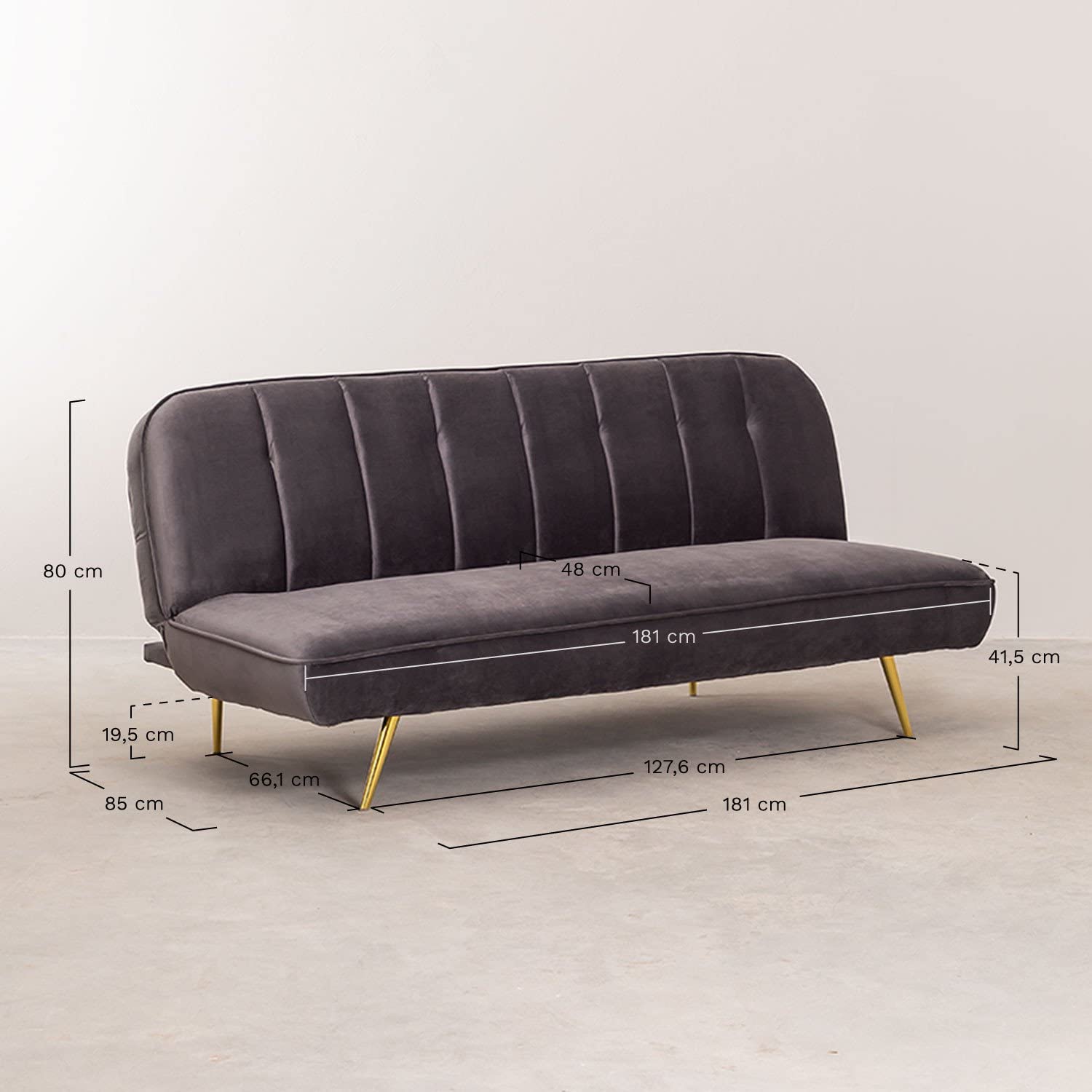 Sklum Ellmy divano letto 3 posti velluto clic-clac
