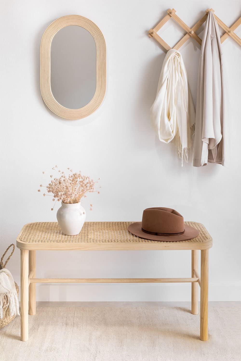 Sklum Riolut Panca in Rattan e Legno 89,5 cm