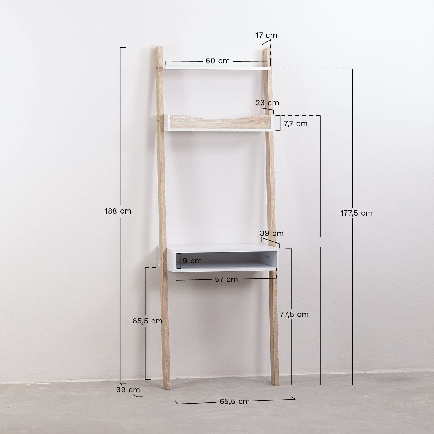 Sklum Zina scrivania ripiano legno pino bianco naturale