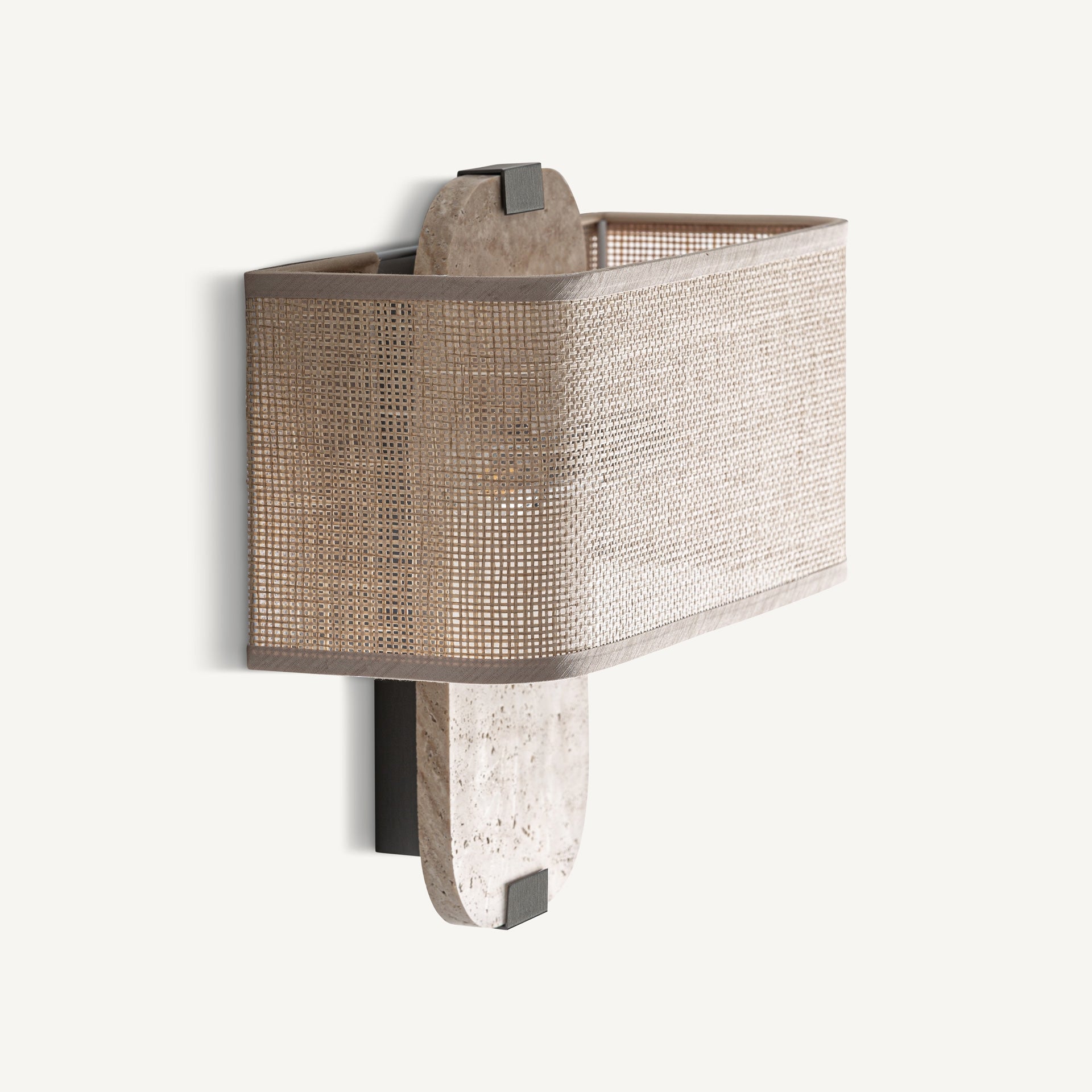 Bambua Absco lampada parete travertino rattan