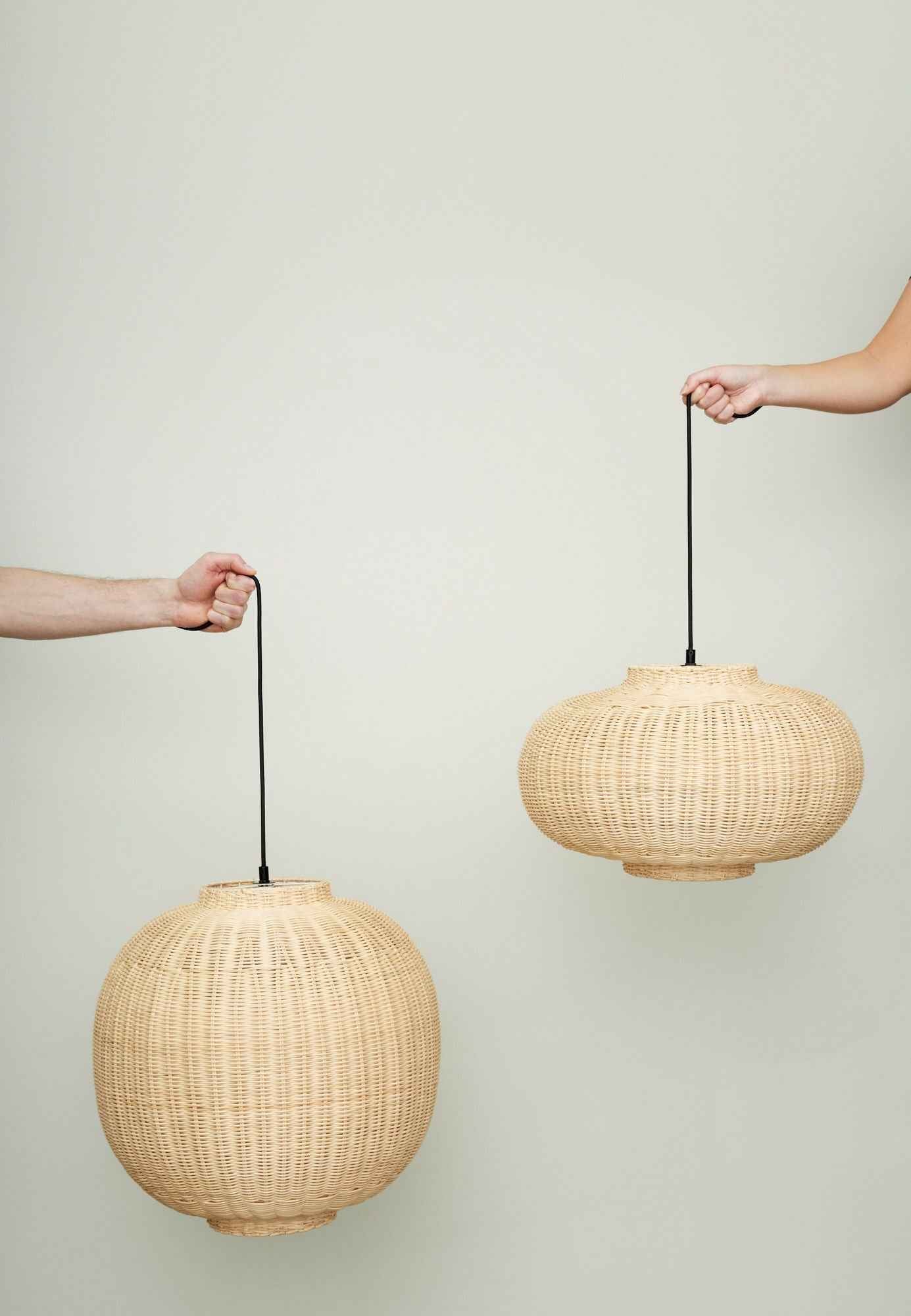 Bambua Chand Ellipse lampada sospensione rattan naturale