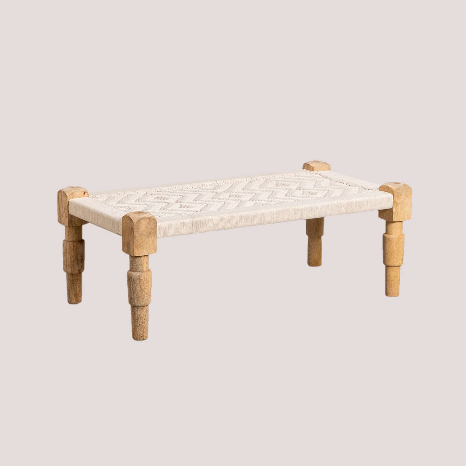 Sklum Kiron 100 cm tavolino macramè legno mango