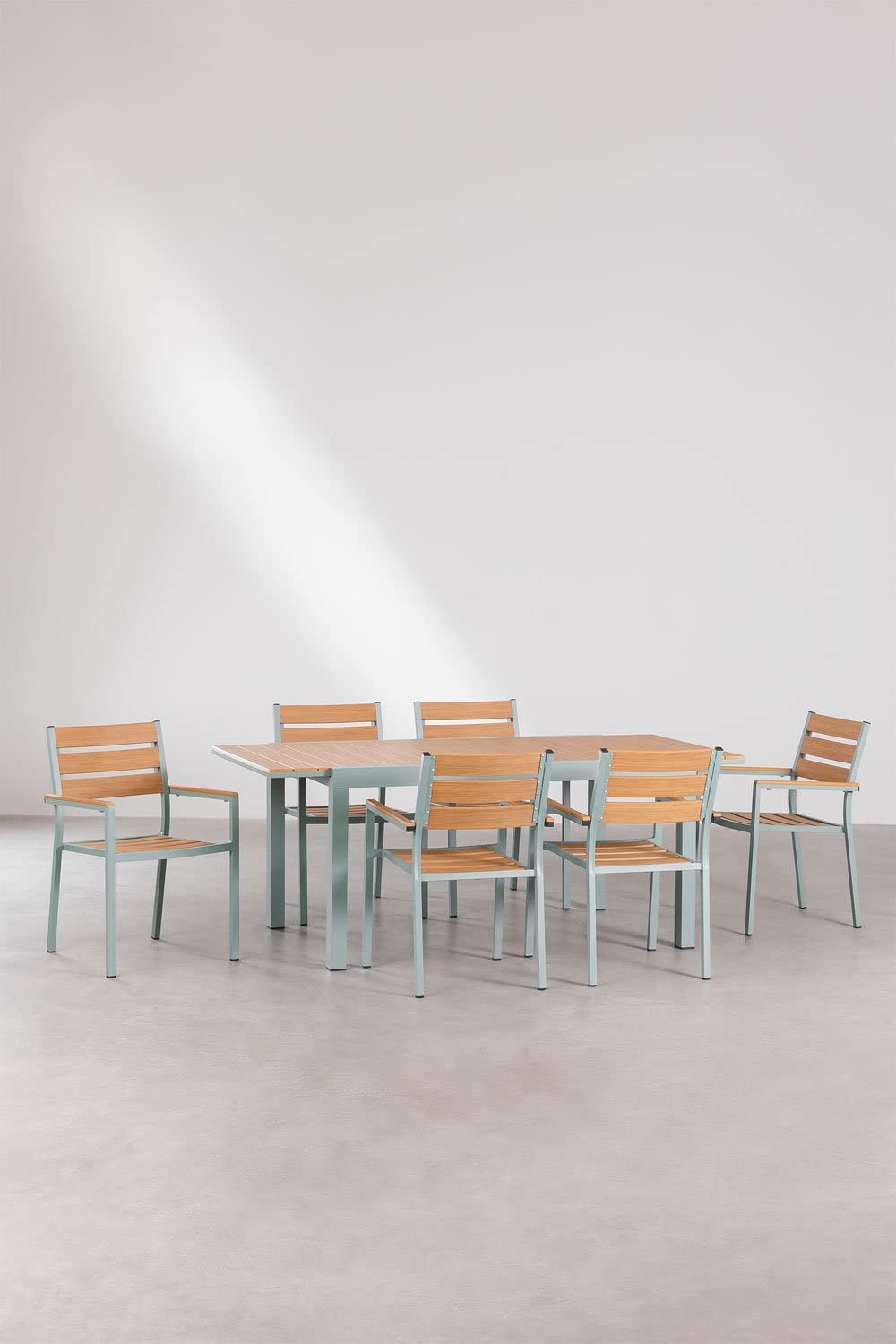 Sklum Saura 150-197 set tavolo e 6 sedie giardino alluminio