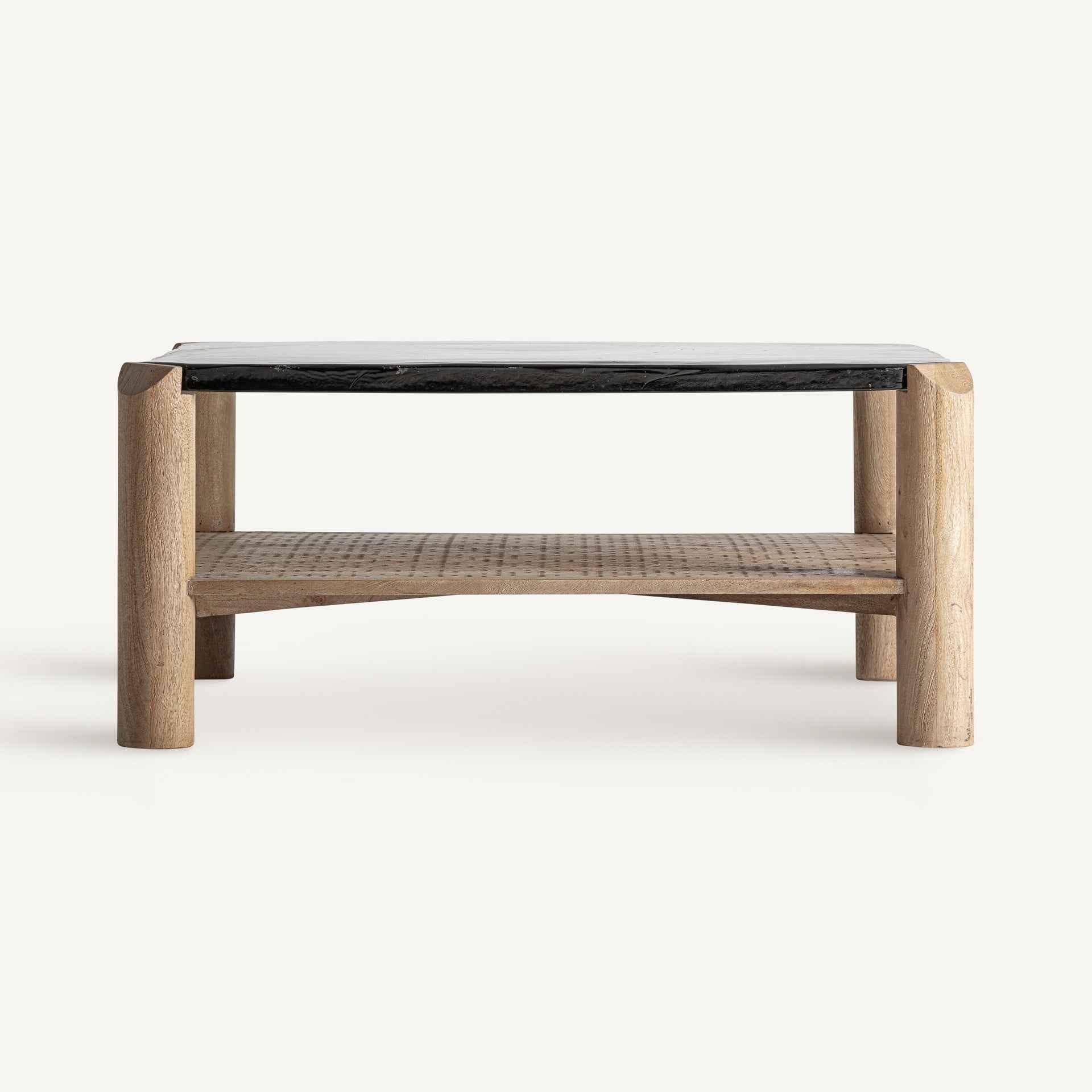 Bambua Jacquard tavolino caffè marmo legno mango e rattan