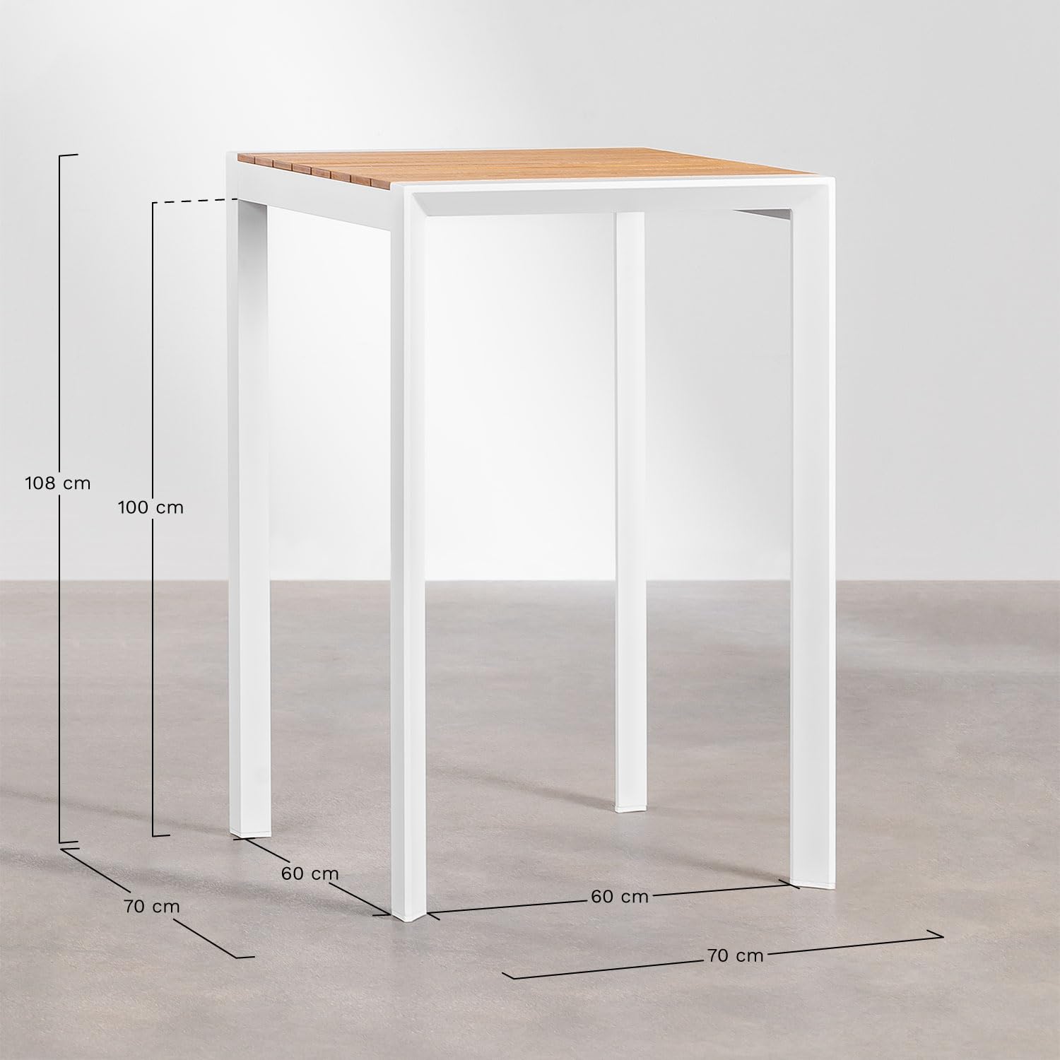 Sklum Archer tavolo bar alto quadrato 70x70 cm bianco