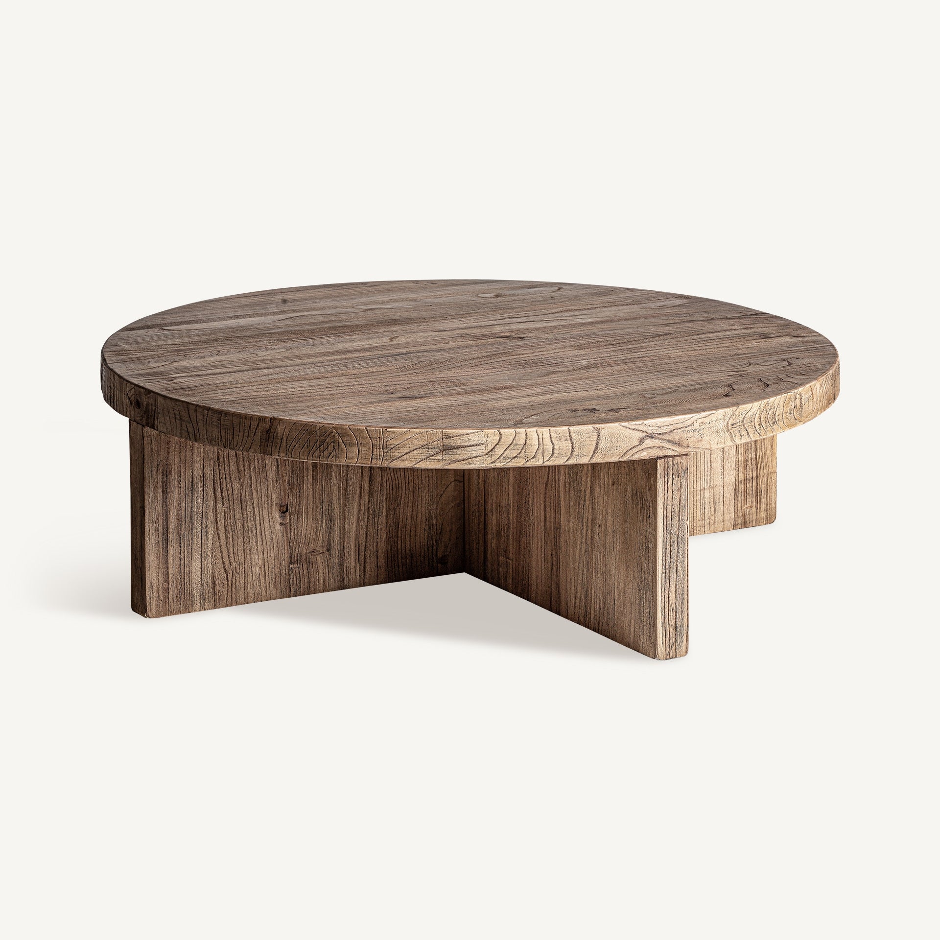 Bambua Norvik Tavolino in Legno Olmo Rotondo Basso