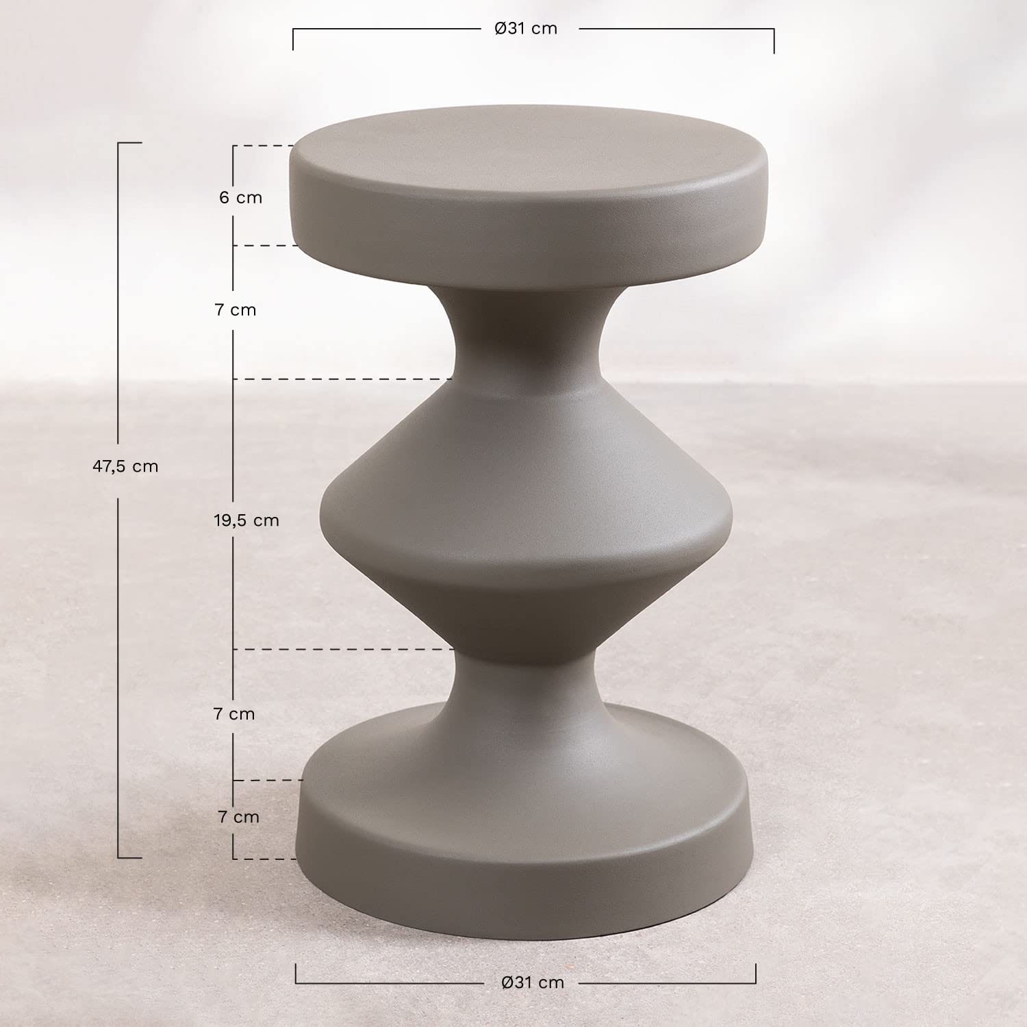 Sklum Zhou tavolino rotondo in metallo 31 cm grigio