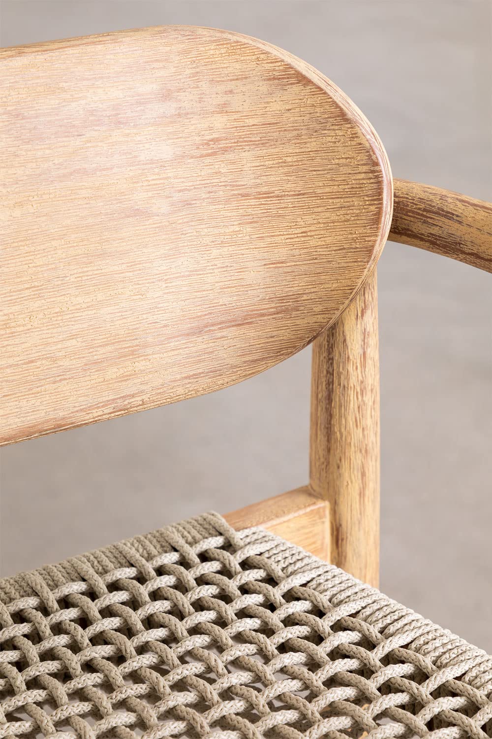 Sklum Naele set 4 sedie giardino legno e corda braccioli