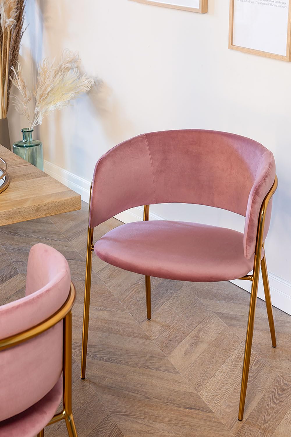 Sklum Nalon Style Sedia Pranzo Velluto Rosa Dorato
