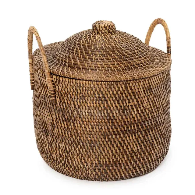 Bambua Colonial Handles cesto rattan naturale marrone