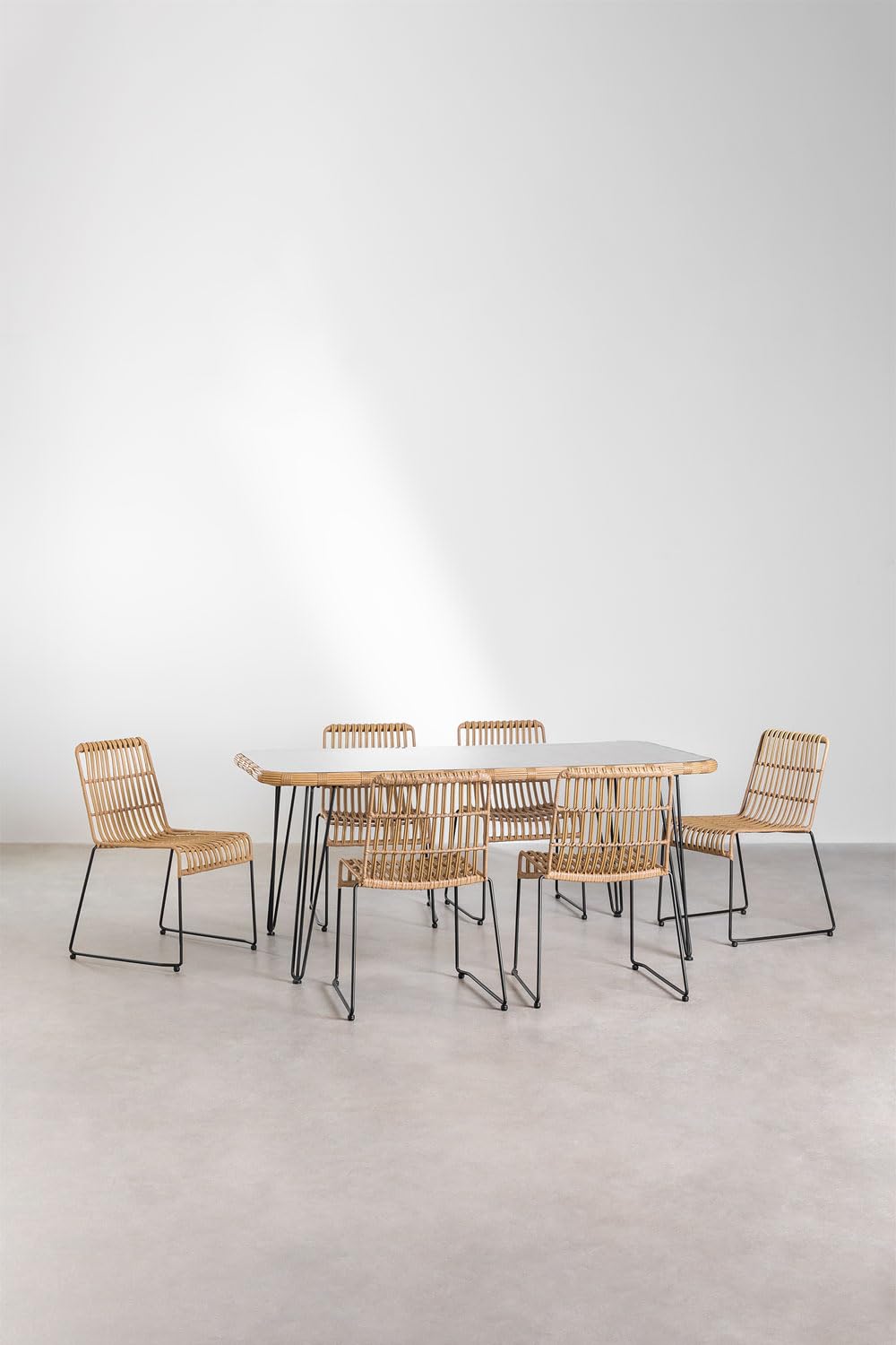 Sklum Leribert Aroa set pranzo rattan 180x90 6 sedie