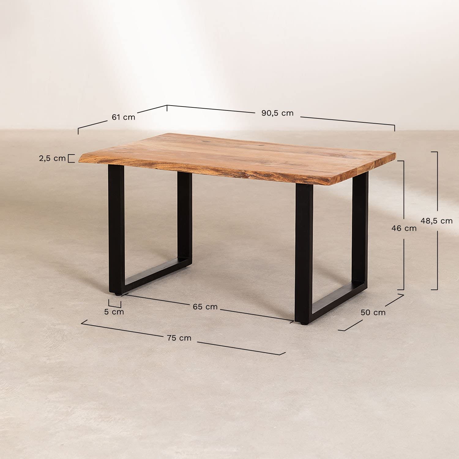 Sklum Sami tavolino caffè legno riciclato nero 90,5 cm