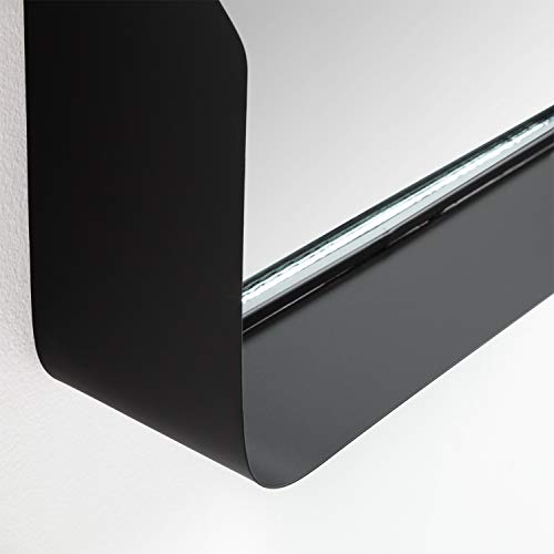 Sklum Arso specchio quadrato a parete nero 51 cm mensola
