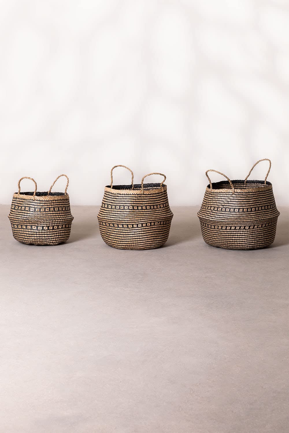Sklum Kahs Osaic Ø35x32 cm Cesta Nero in Giunco