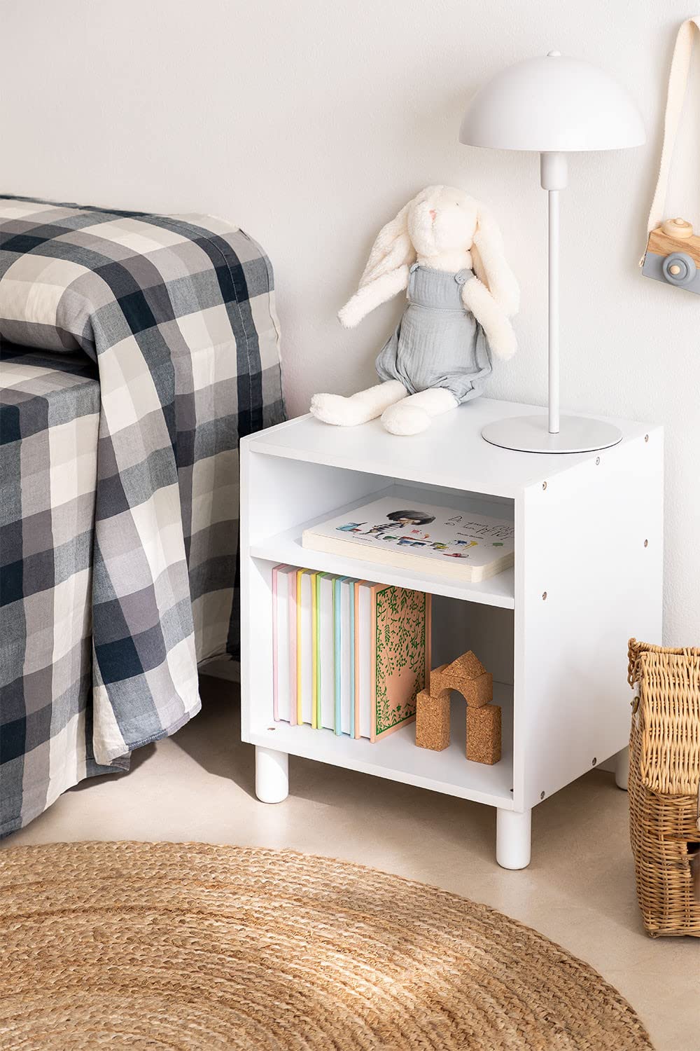 Sklum Moam Comodino in Legno di Pino Bianco 35 cm