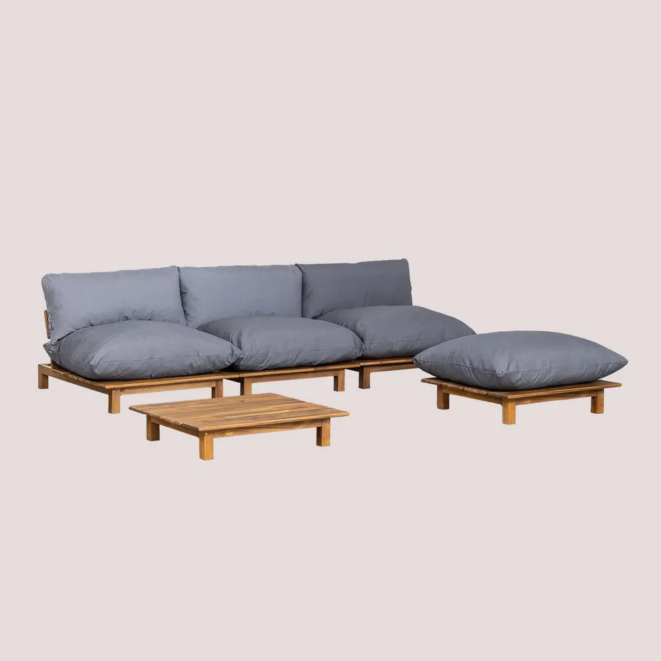 Sklum Brina set giardino modulare reclinabile 3 pezzi acacia
