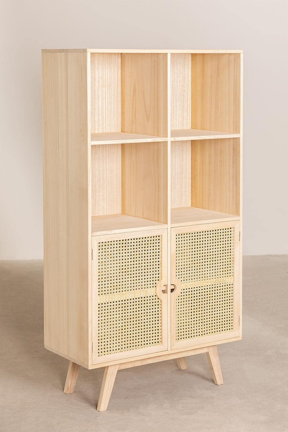 Sklum Ralik Style credenza alta legno naturale rattan