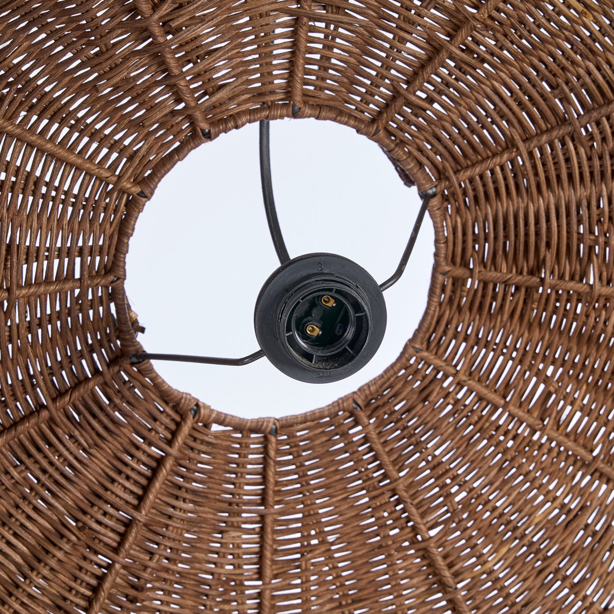 Bambua Wave Sospensione Noce Scuro L in rattan