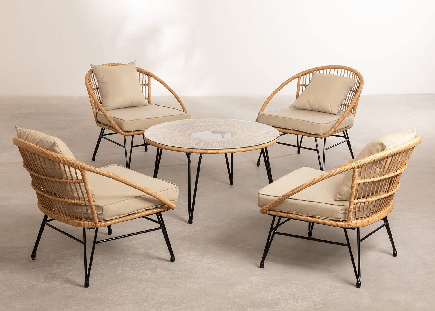 Sklum Kuman set giardino 5 pezzi marrone in rattan
