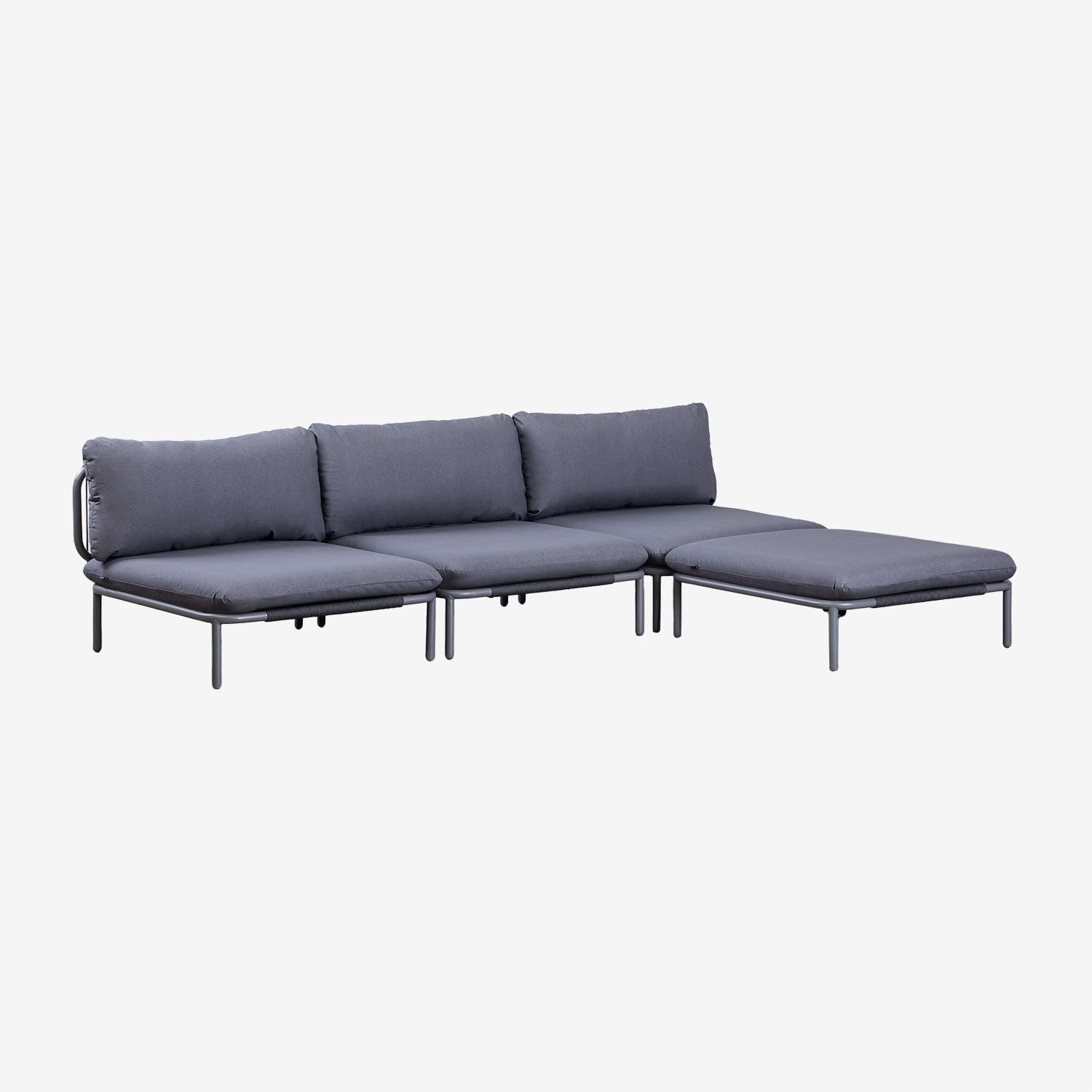 Sklum Roubly Style divano giardino modulare 3 pezzi+pouf antracite
