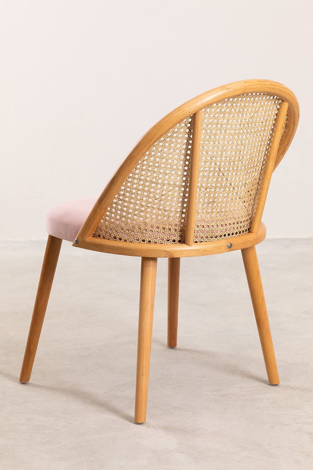 Sklum Kloe Sedia da Pranzo in Legno Rosa con Rattan