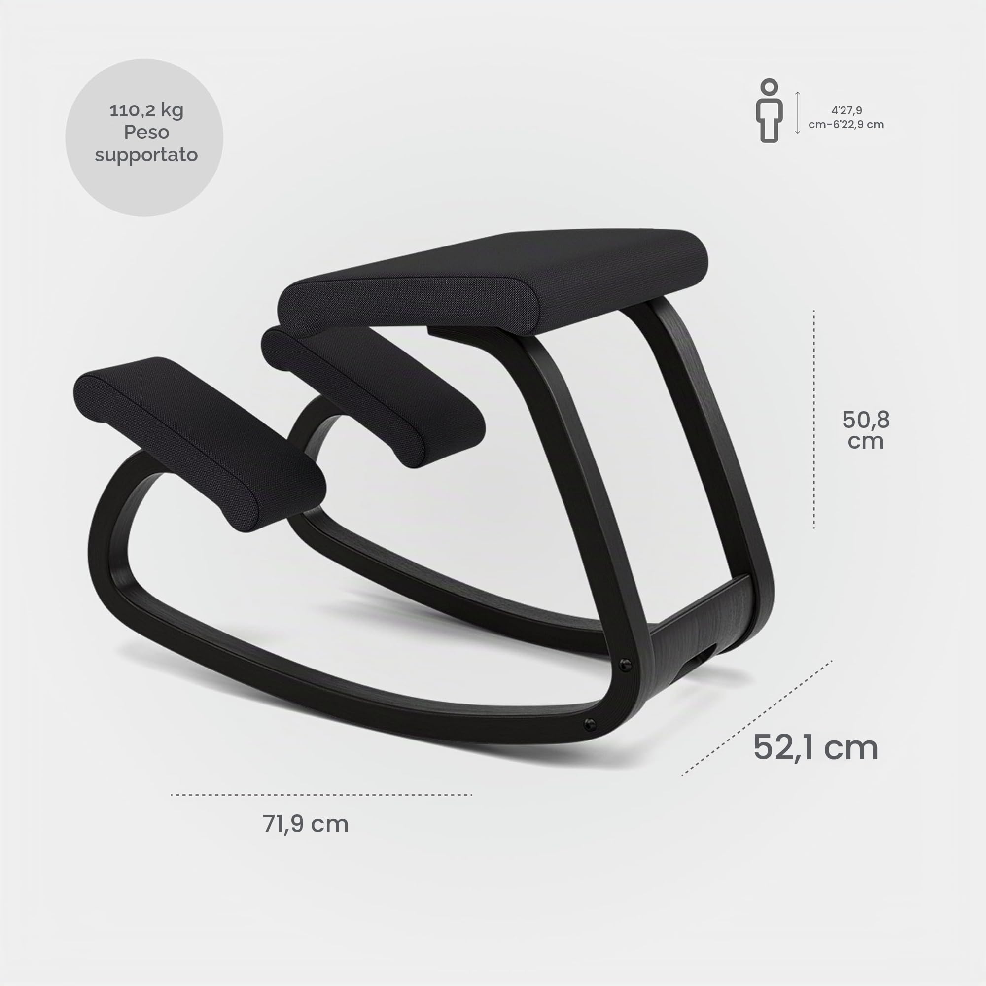 Varier Variable sedia ergonomica inginocchiata nera