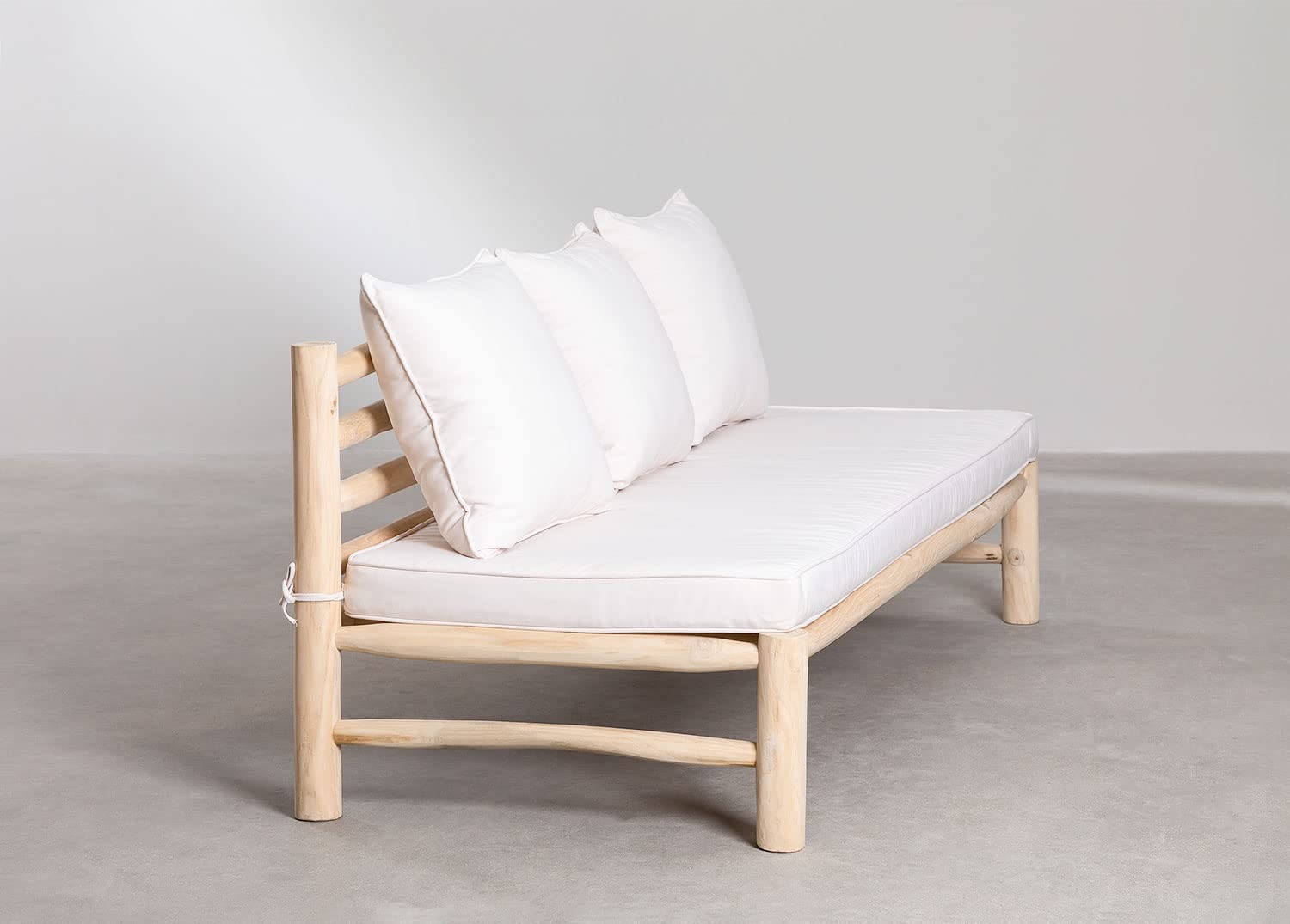 Sklum Nabila divano 3 posti in teak e tessuto sfoderabile 180 cm