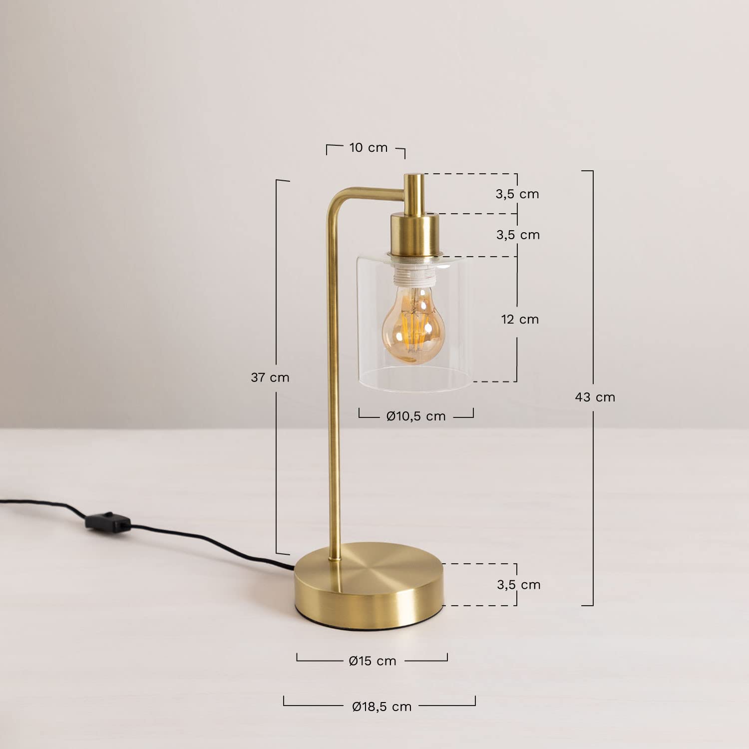Sklum Ambe lampada da tavolo oro metallo vetro E27