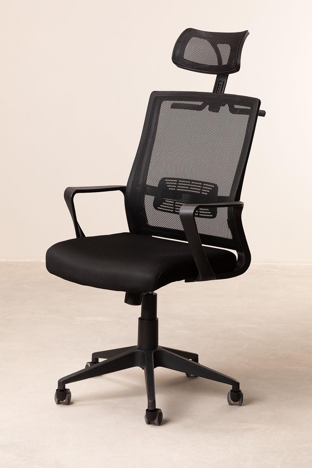Sklum Teill Black Sedia Ufficio con Ruote Poggiatesta