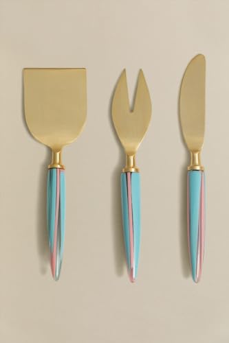 Sklum Matge Set 3 Coltelli Formaggio Dorato Acciaio