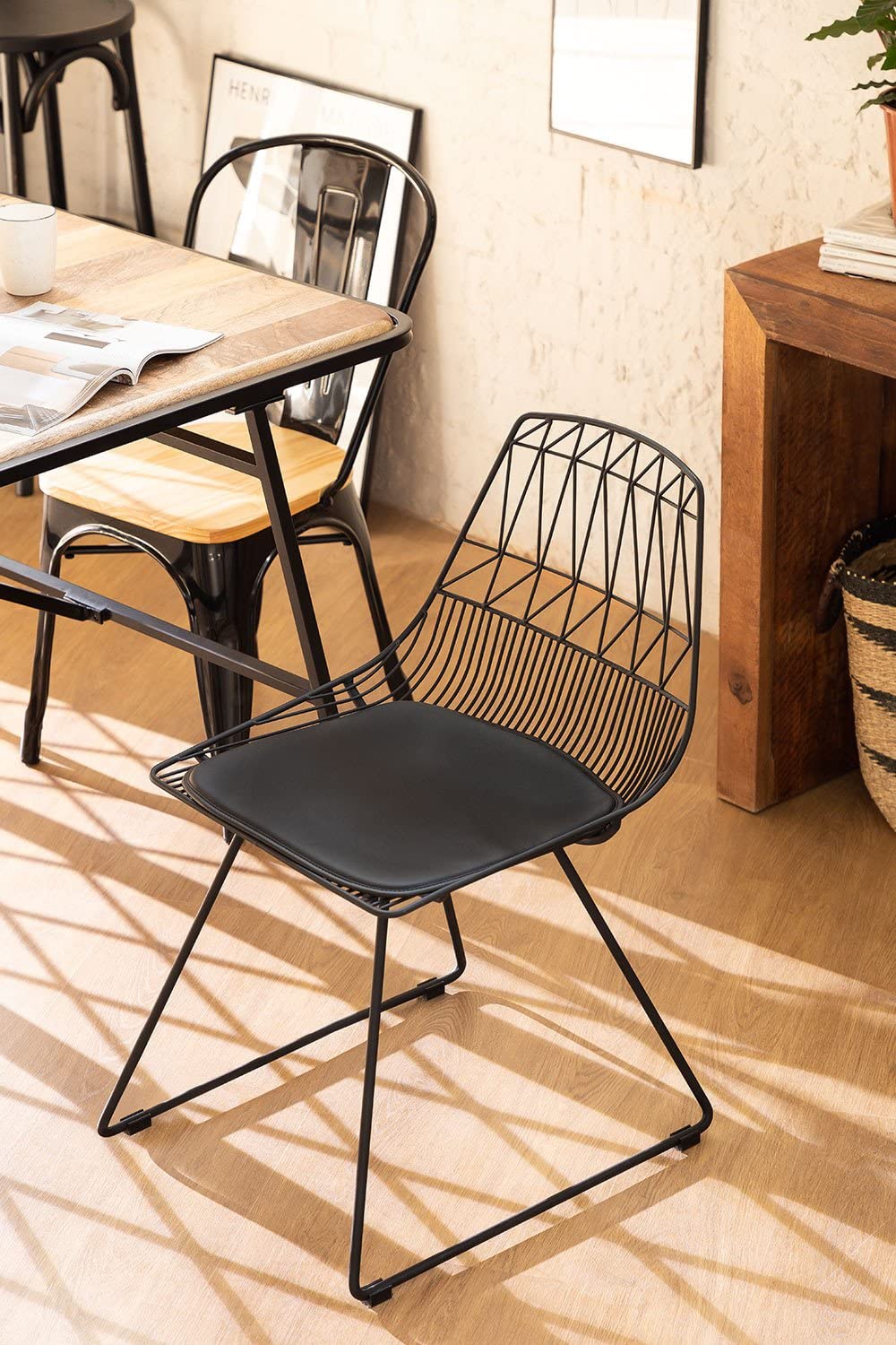 Sklum Joahn Nero 47 cm Sedia Industriale in Acciaio