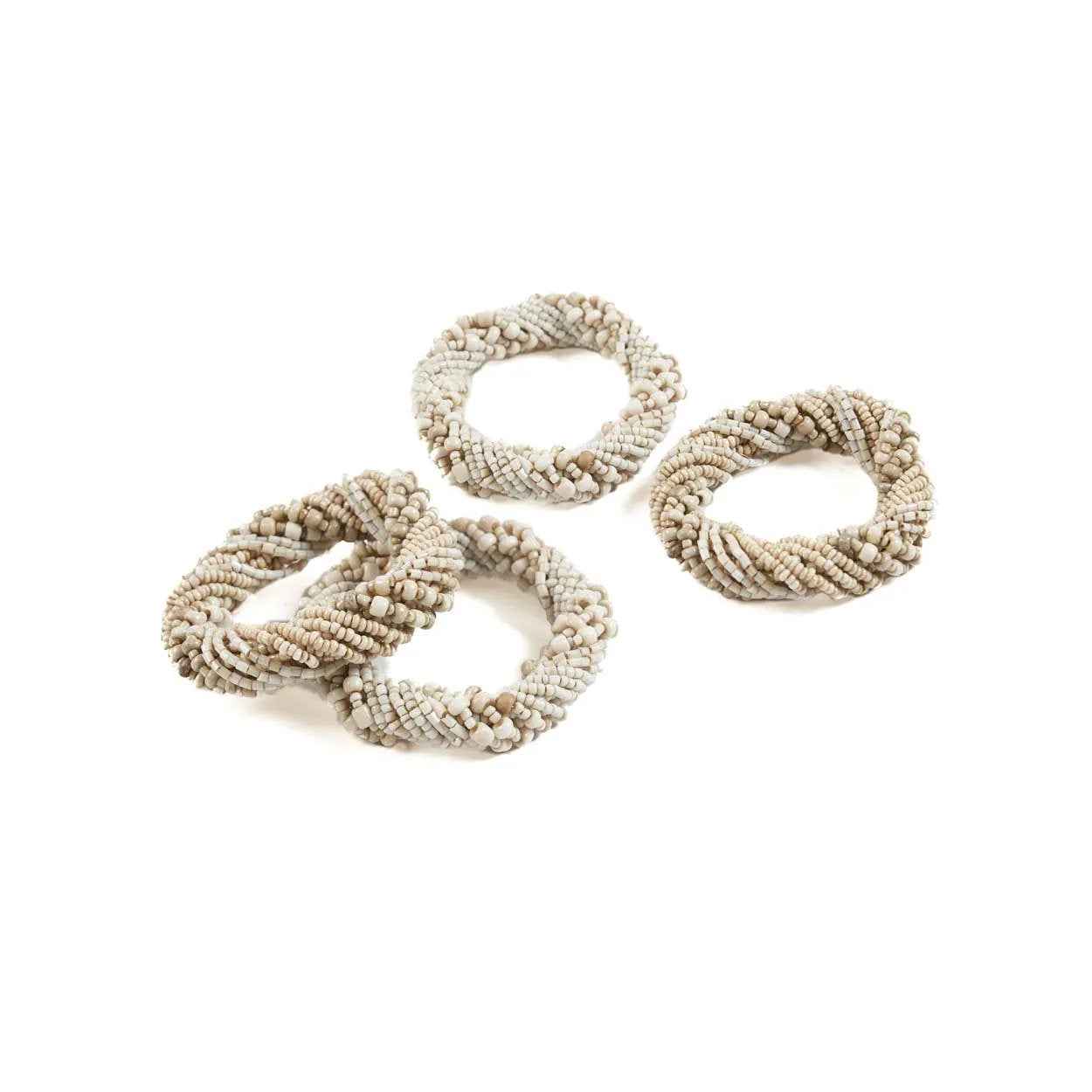 Bambua Beaded portatovaglioli bianchi set 4 pezzi
