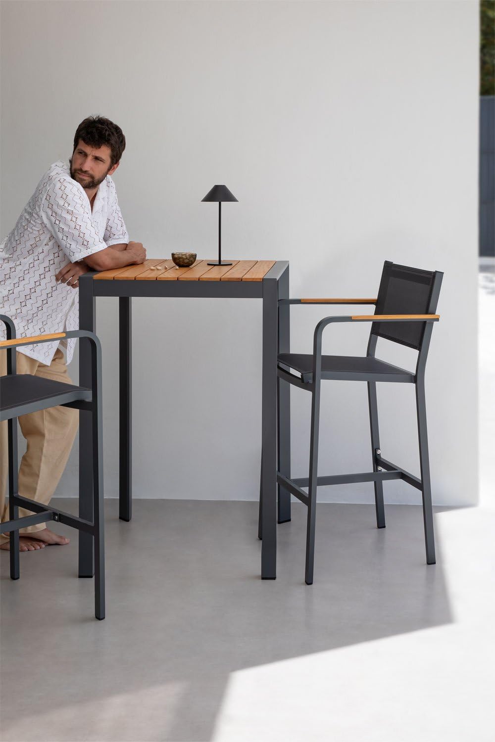 Sklum Archer tavolo bar alto quadrato 70x70 antracite