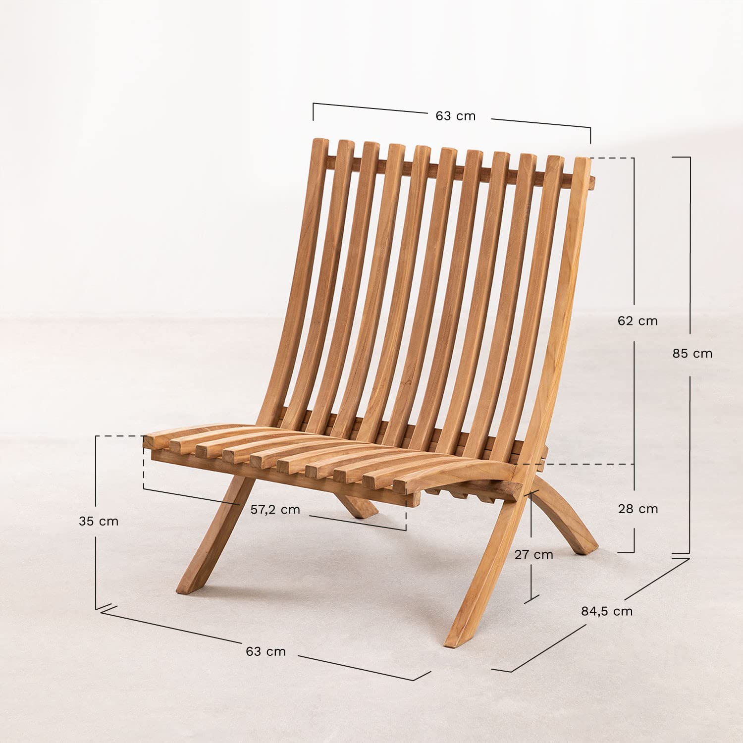 Sklum Pira Poltrona da Giardino Pieghevole Teak Naturale