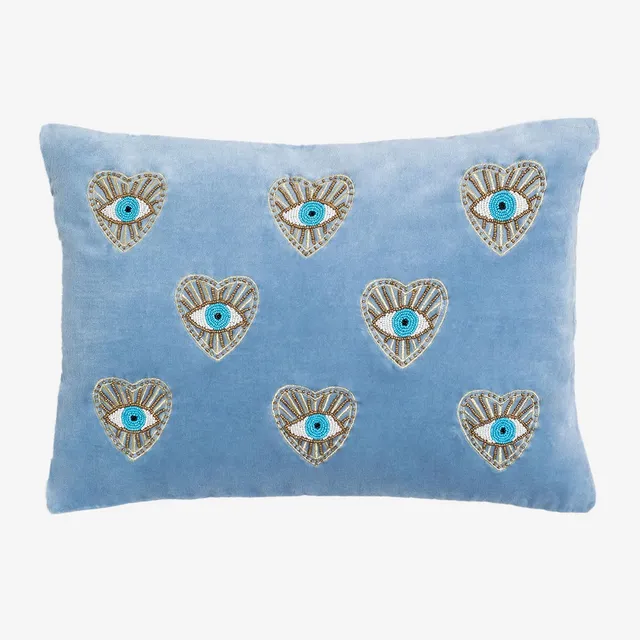 Sklum Denov Cuscino Rettangolare Velluto Blu 35x50 cm