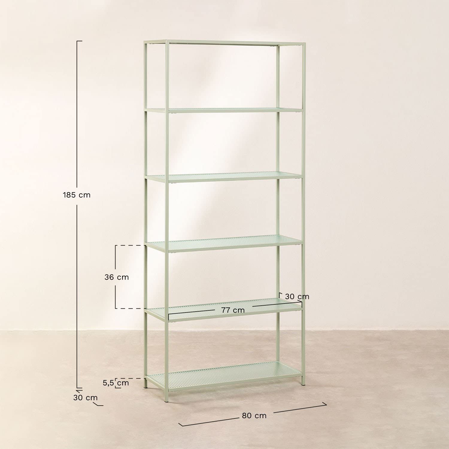 Sklum Celadon Scaffalatura Verticale Metallo e Vetro