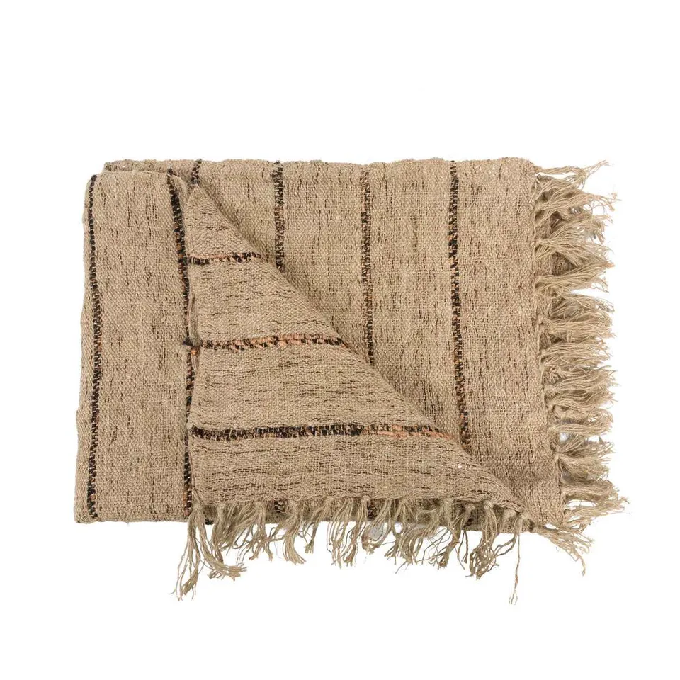 Bambua S'il Vous plaid beige nero in cotone