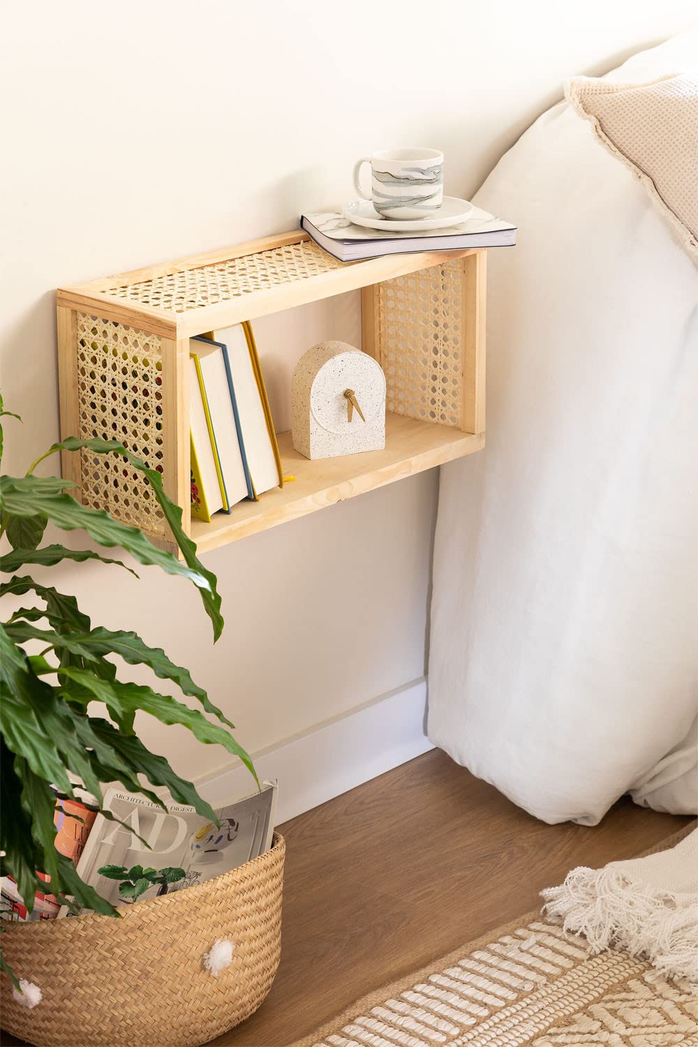 Sklum Kay mensola da parete legno 30 cm rattan