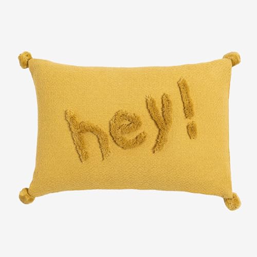 Sklum Jei cuscino in cotone 34x48 cm ricamato hey con nappe