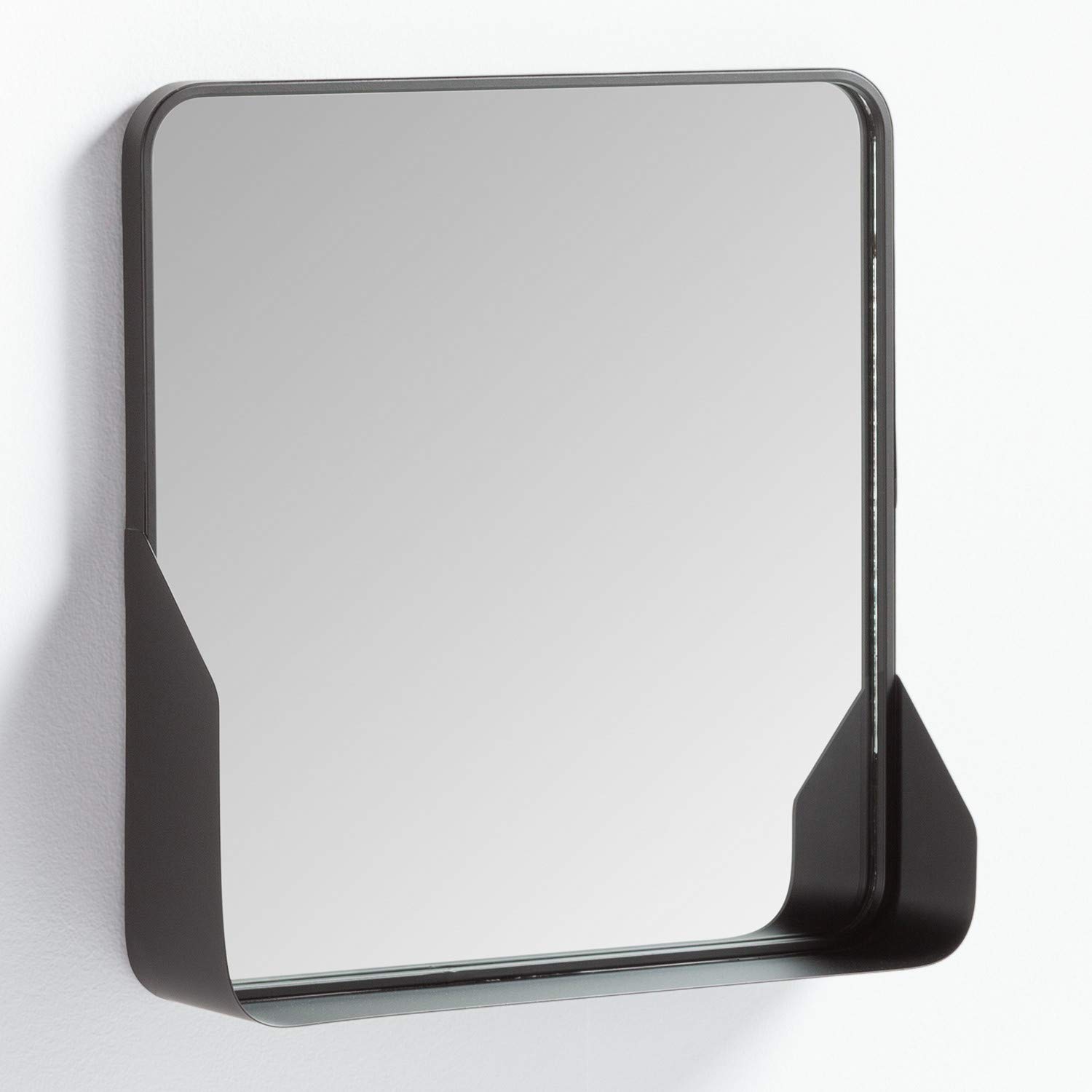 Sklum Arso specchio quadrato a parete nero 51 cm mensola