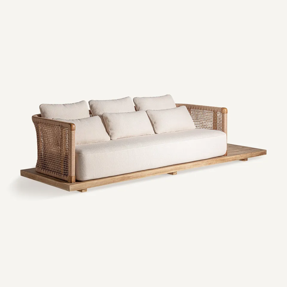 Bambua Trena divano da esterno teak crema